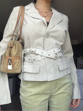 Skotts Ivory/Cream Suede Jacket with belt